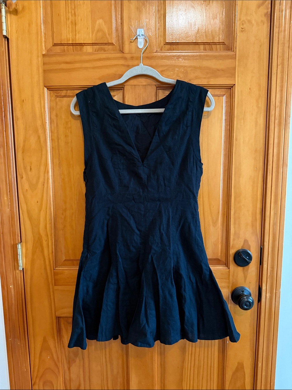 Abercrombie & Fitch Linen-Blend Godet Mini Dress BLACK Size Medium - Picture 3 of 10
